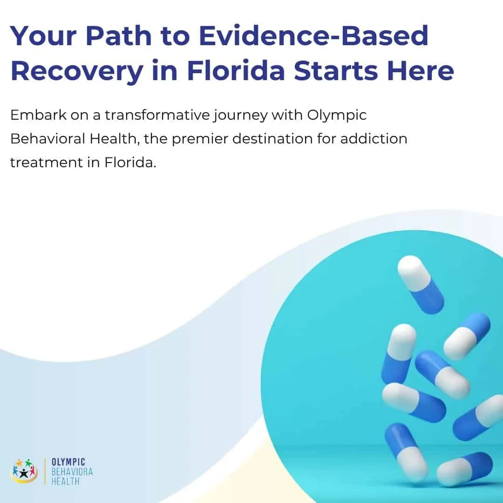 Your Path to Evidence-Based Recovery in Florida Starts Here graphic with blue and white capsules