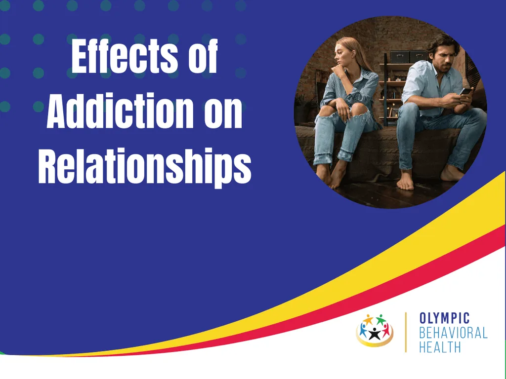 Featured graphic titled Effects of Addiction on Relationships with a couple sitting apart looking at their phones