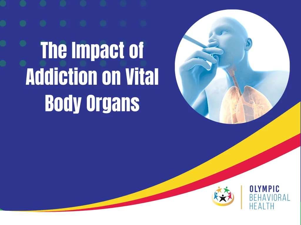 Featured graphic titled The Impact of Addiction on Vital Body Organs with an anatomical figure smoking