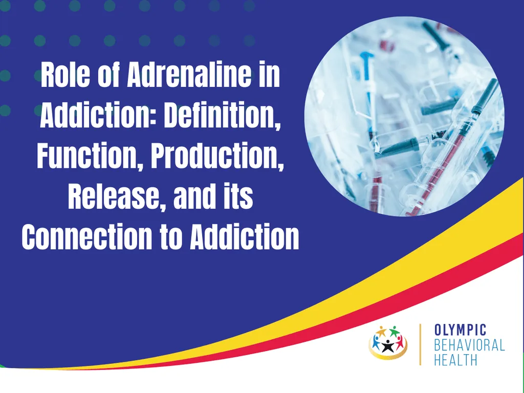 Featured graphic titled Role of Adrenaline in Addiction: Definition, Function, Production, Release, and its Connection