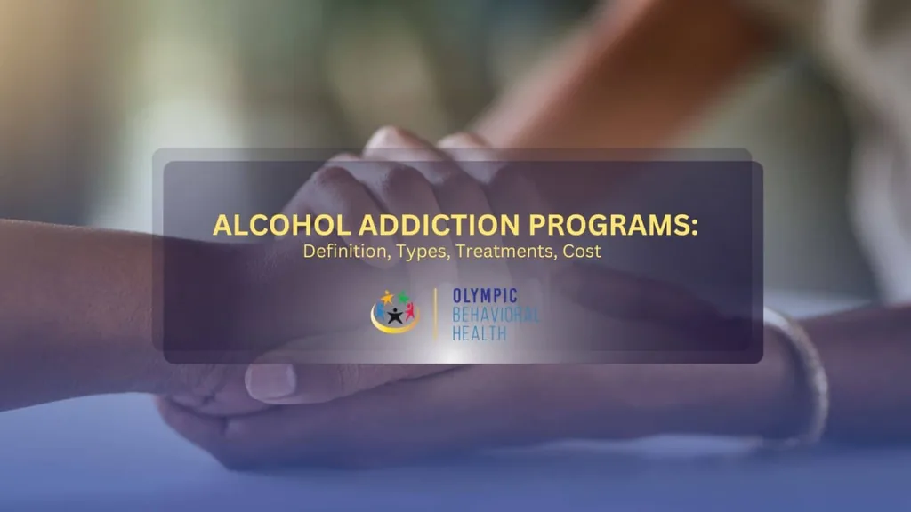 Alcohol Addiction Programs: Definition, Types, Treatments, Cost title over two people holding hands in support