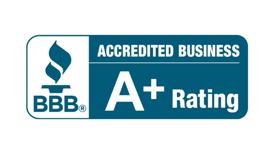 Better Business Bureau Accredited Business A+ Rating seal shown among Olympic Behavioral Health's credentials