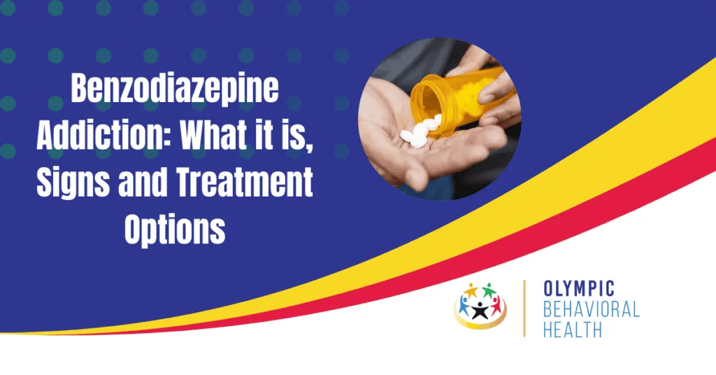 Featured image titled Benzodiazepine Addiction: What it is, Signs and Treatment Options with pills poured into a hand