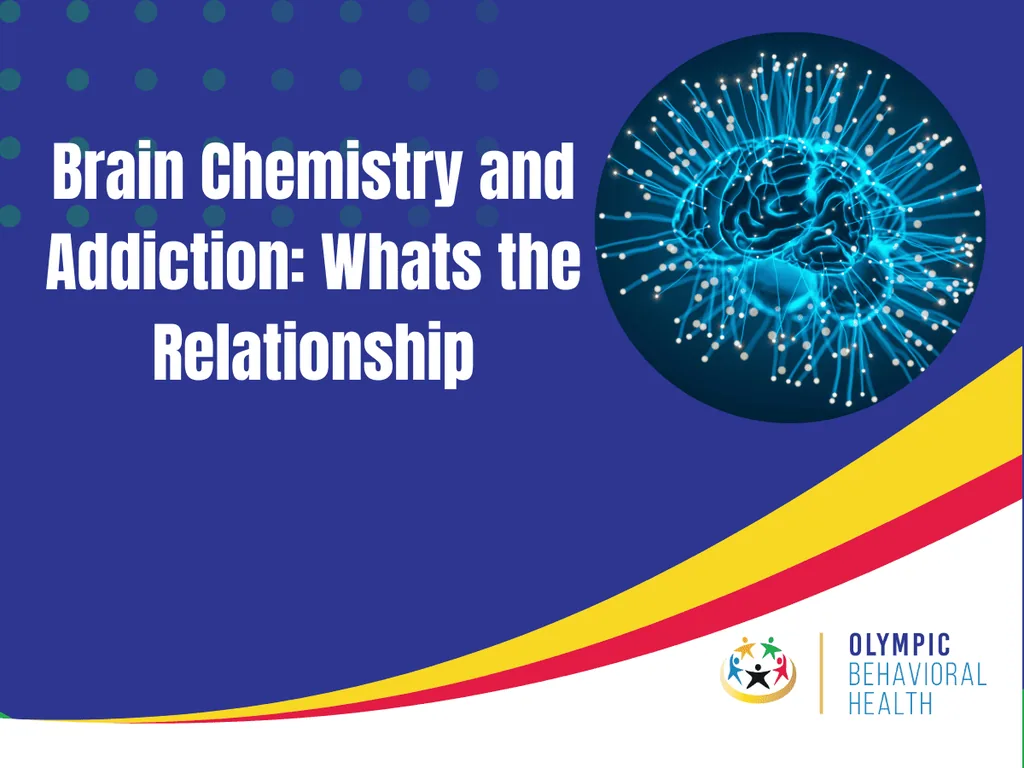 Featured graphic titled Brain Chemistry and Addiction: Whats the Relationship with a glowing neural brain