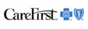 CareFirst BlueCross BlueShield insurance logo with cross and shield emblems, listed among accepted insurance plans