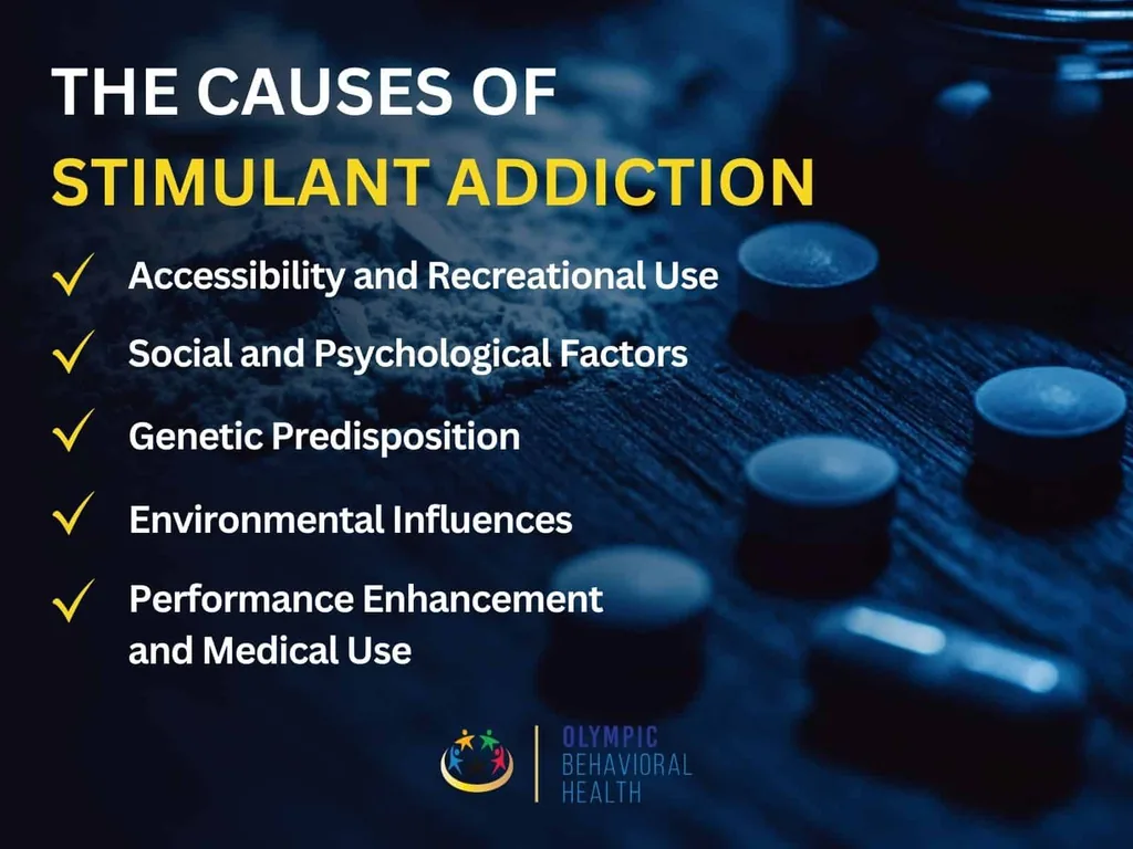 The Causes of Stimulant Addiction list: recreational use, social factors, genetics, environment and performance use
