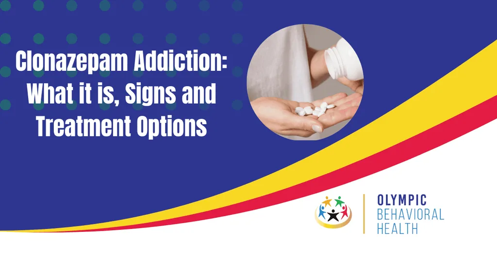 Featured image titled Clonazepam Addiction: What it is, Signs and Treatment Options with white pills in a palm