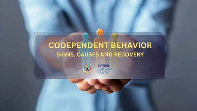 Codependent Behavior: Signs, Causes and Recovery featured image with open hands holding three figure icons