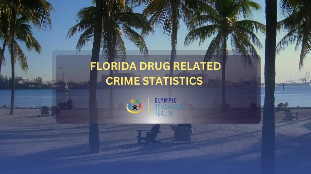 Florida Drug Related Crime Statistics featured banner over a palm-lined beach at sunset