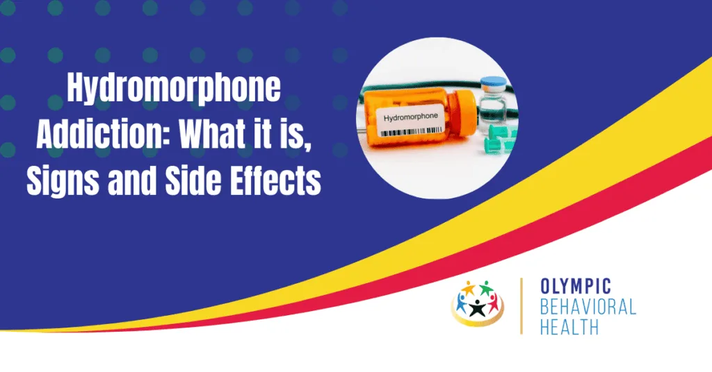 Featured image titled Hydromorphone Addiction: What it is, Signs and Side Effects with a labeled pill bottle