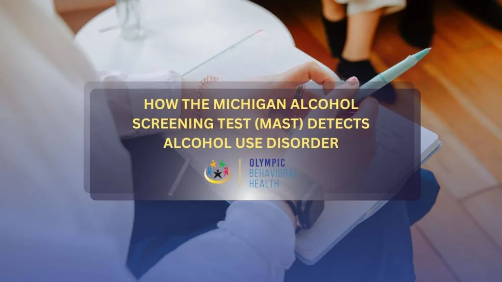 Title banner for How the Michigan Alcohol Screening Test (MAST) Detects Alcohol Use Disorder over a person writing notes