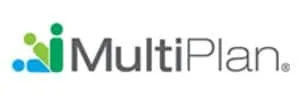 MultiPlan logo with blue and green bar icon, listed among the insurance plans and networks accepted for treatment