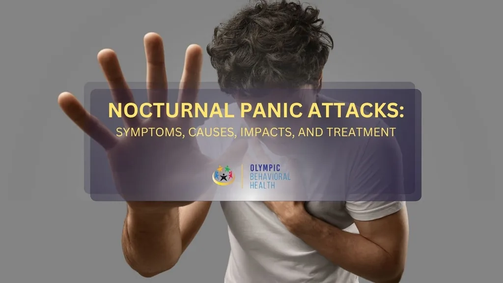 Nocturnal Panic Attacks: Symptoms, Causes, Impacts and Treatment title over a man holding out his hand