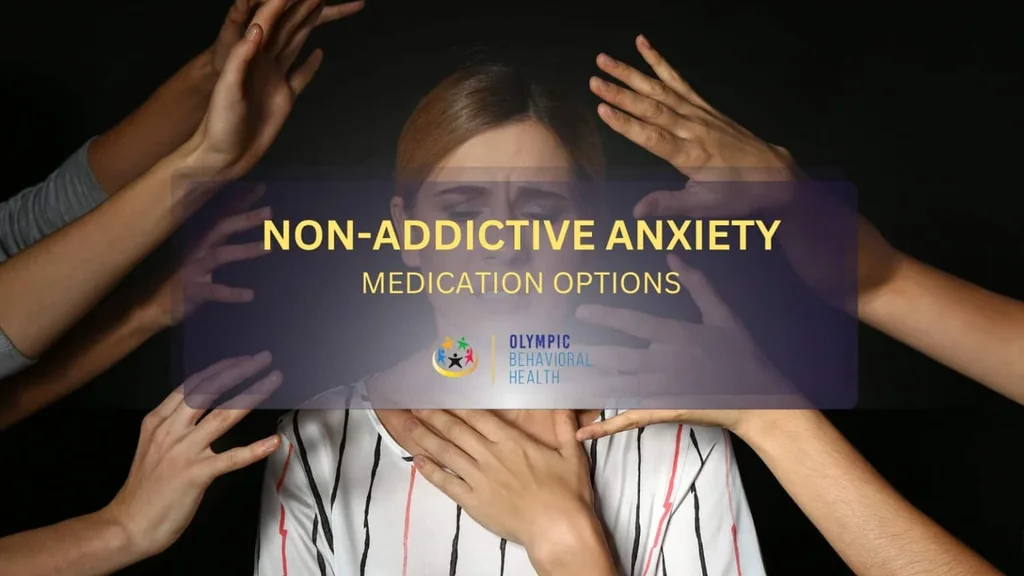 Non-Addictive Anxiety Medication Options featured image showing a woman surrounded by reaching hands, conveying anxiety