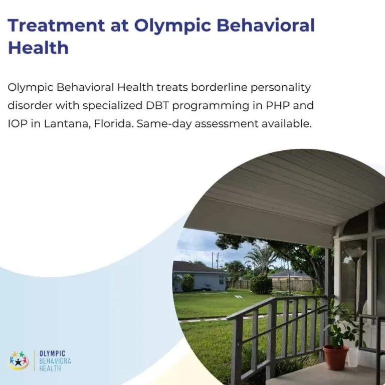 Treatment at Olympic Behavioral Health graphic: borderline personality disorder treated with DBT in PHP and IOP in Lantana
