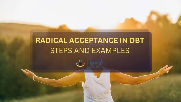 Radical Acceptance in DBT: Steps and Examples featured image of a woman with open arms in a sunlit field