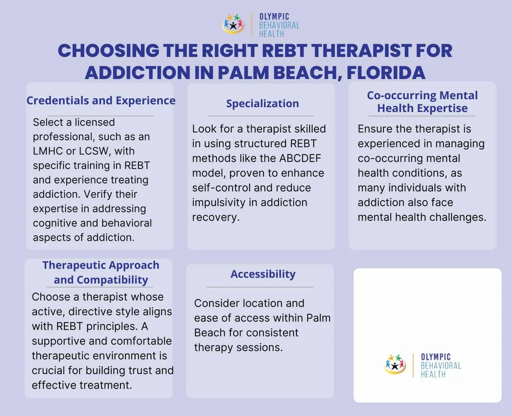Choosing an REBT therapist for addiction in Palm Beach, Florida: credentials, specialization, co-occurring expertise, access
