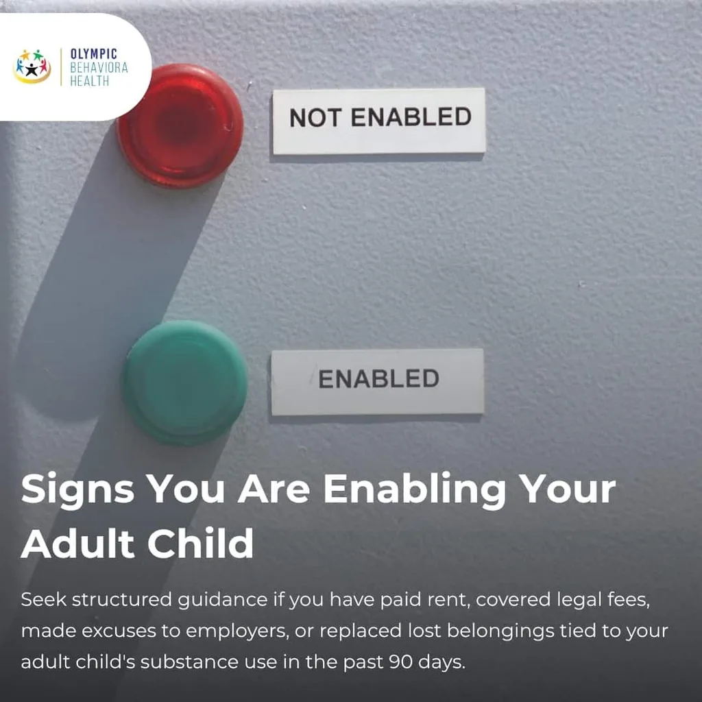 Signs You Are Enabling Your Adult Child: red Not Enabled and green Enabled buttons on a panel