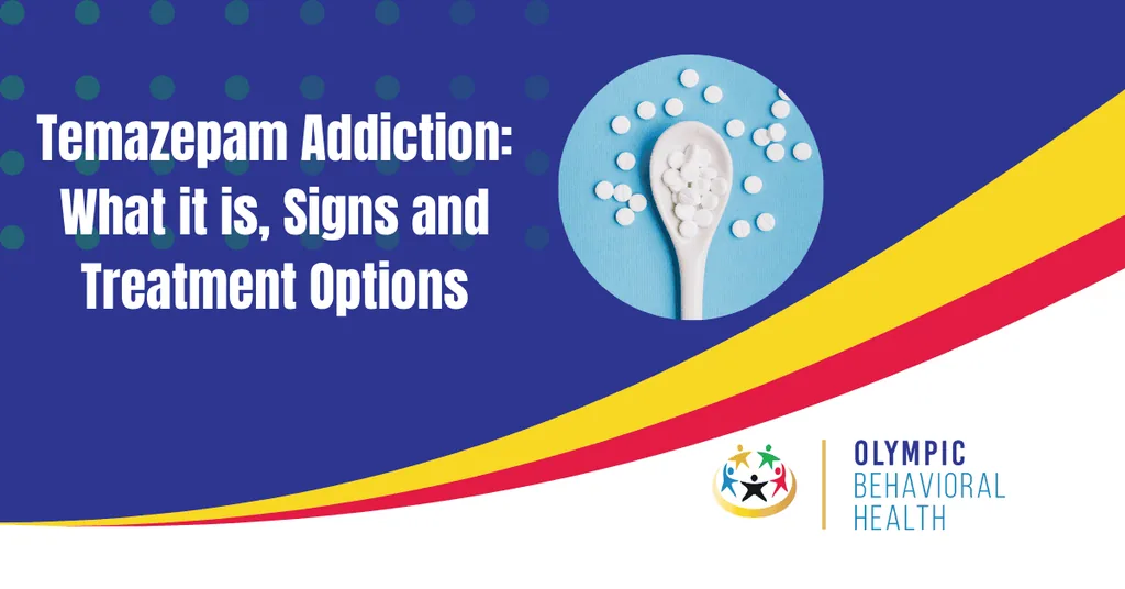 Featured image titled Temazepam Addiction: What it is, Signs and Treatment Options with white pills on a spoon
